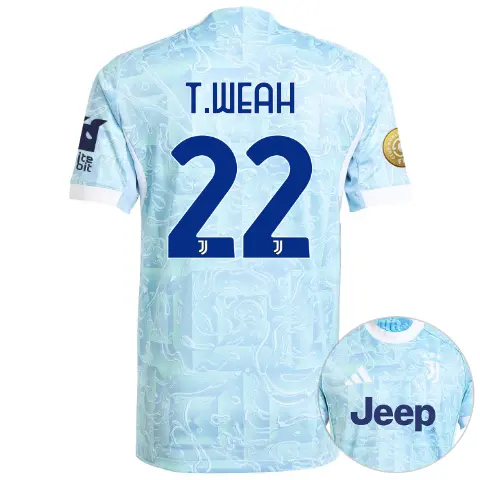 juventus away authentic jersey 202526 - club world cup pack - sleeve sponsor whitebit - 22 - t.weah