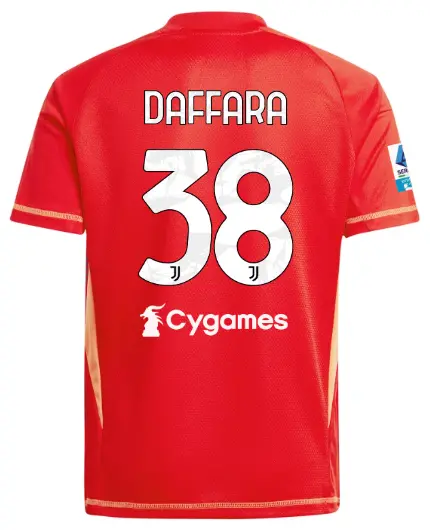 juventus goalkeeper jersey 202425 - kids - 38 - daffara - serie a pack