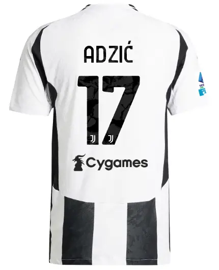 juventus home authentic jersey 202425 - 17 - adziĆ - serie a pack