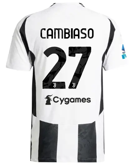 juventus home authentic jersey 202425 - 27 - cambiaso - serie a pack