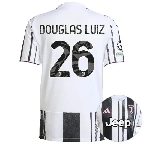 juventus home authentic jersey 202526 - champions league pack - 26 - douglas luiz