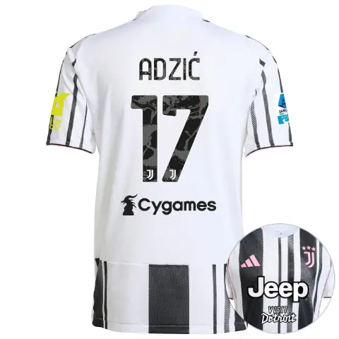 juventus home authentic jersey 202526 - serie a pack - 2526 - sleeve sponsor whitebit - 17 - adziĆ