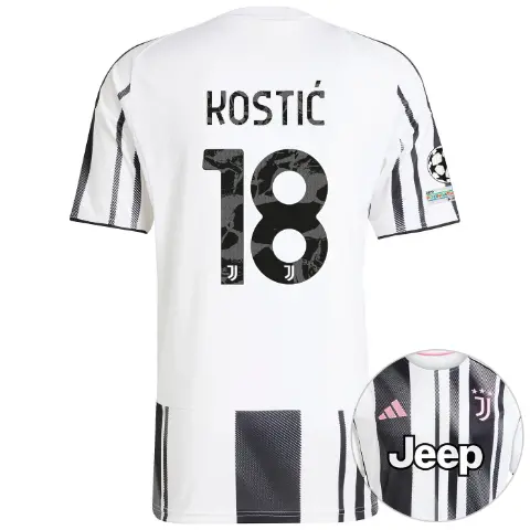 juventus home jersey 202526 - champions league pack - 18 - kostiĆ