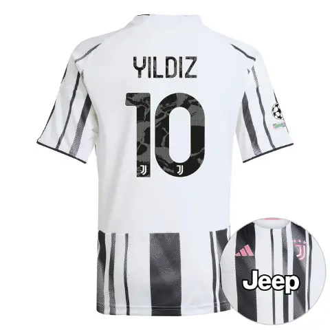 juventus home jersey 202526 - kids - champions league pack - 10 - yildiz
