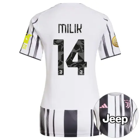 juventus home jersey 202526 – women – club world cup pack – sleeve sponsor whitebit – 14 – milik | Juventus FC Shop Collection