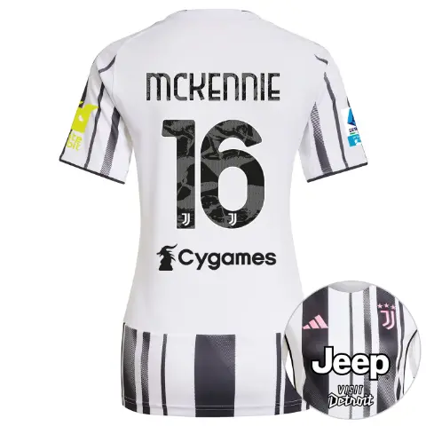 juventus home jersey 202526 – women – serie a pack – 2526 – sleeve sponsor whitebit – 16 – mckennie | Juventus FC Shop Collection