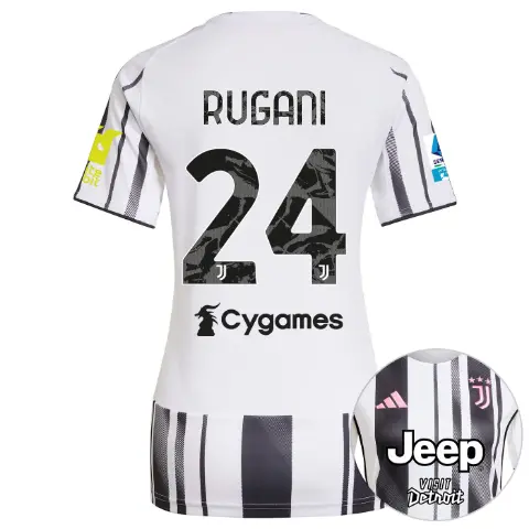 juventus home jersey 202526 – women – serie a pack – 2526 – sleeve sponsor whitebit – 24 – rugani | Juventus FC Shop Collection