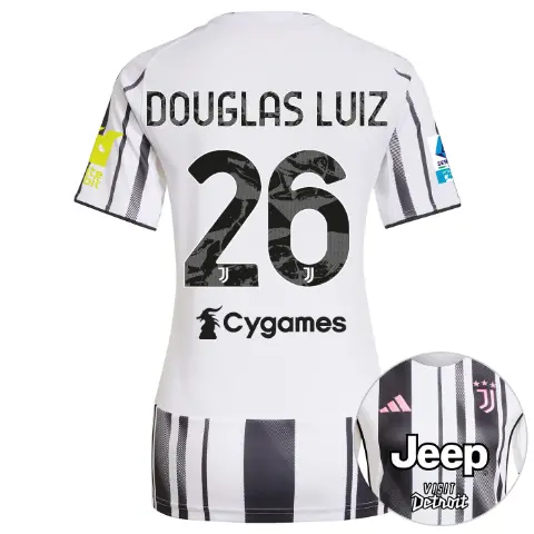 juventus home jersey 202526 – women – serie a pack – 2526 – sleeve sponsor whitebit – 26 – douglas luiz | Juventus FC Shop Collection