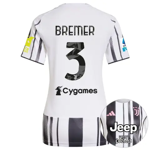 juventus home jersey 202526 – women – serie a pack – 2526 – sleeve sponsor whitebit – 3 – bremer | Juventus FC Shop Collection
