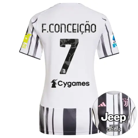juventus home jersey 202526 – women – serie a pack – 2526 – sleeve sponsor whitebit – 7 – f.conceiÇÃo | Juventus FC Shop Collection